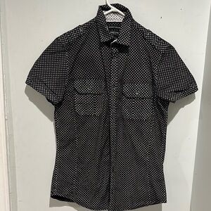 Kenneth Cole Black and White Casual Button Down Shirt